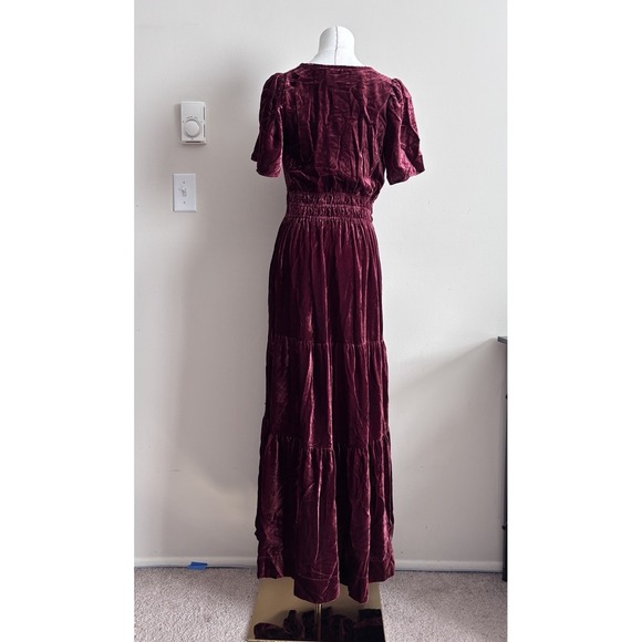 Anthropologie Somerset Maxi Dress XS Small Red Velvet Party Going Out Boho Chic - Picture 6 of 7